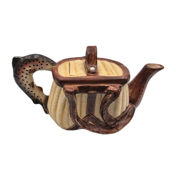 Big Sky Carvers Trout Whimsey Ceramic Teapot RU Finney Fishing 11.5x7x7" - Picture 14 of 14